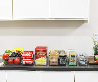 Simple Houseware 4 Pcs Pantry Clear Bin Storage Organizer, 14" x 7" x 3.75"