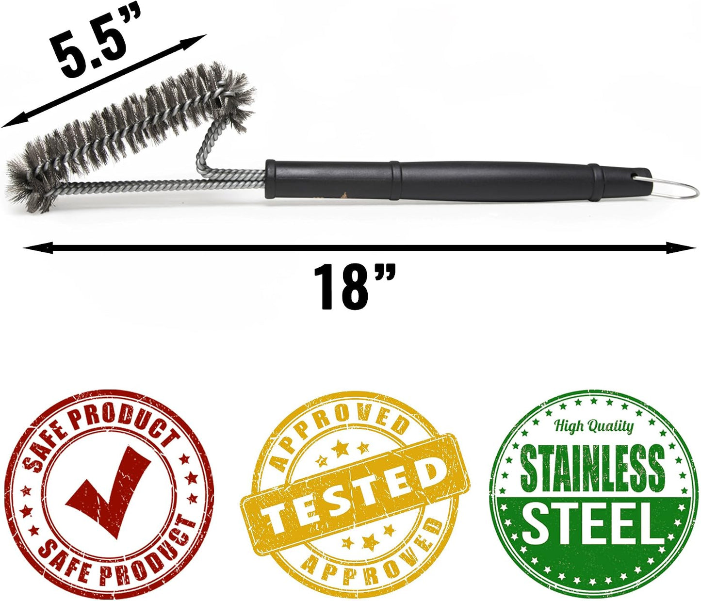 Grillaholics Grill Brush for Outdoor Grill - Safe Bristle Free BBQ Brush with Built-in Scraper – The Perfect Grilling Accessory for Cleaner Grilling