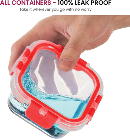 FineDine 24 Piece Glass Storage Containers with Lids - Leak Proof, Dishwasher Safe Glass Food Storage Containers for Meal Prep or Leftovers, Blue
