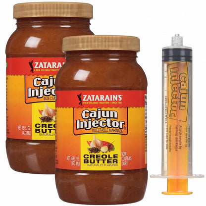 Zatarain's Cajun Injector Fat Free Creole Butter Recipe Injectable Marinade with Injector, 16 fl oz