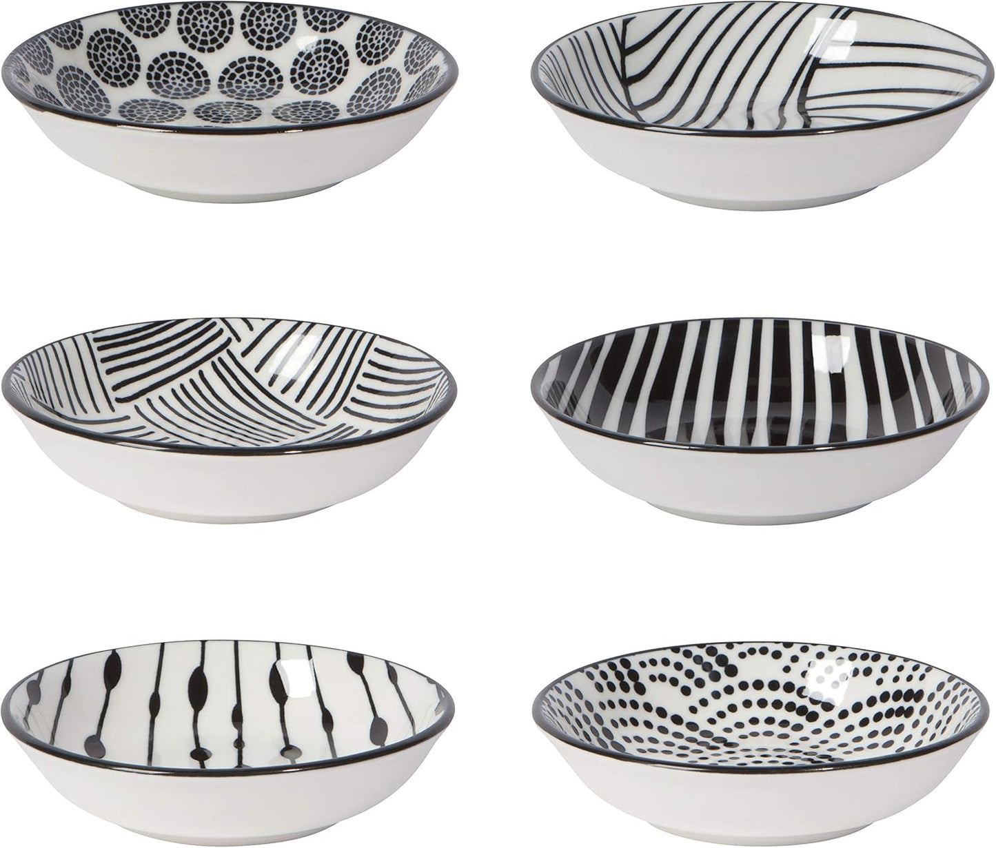 Now Designs Dewdrop Pinch Bowls Set of 6, 100% Stoneware, 2 oz Capacity, Dishwasher & Microwave Safe