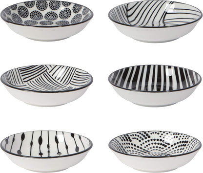 Now Designs Dewdrop Pinch Bowls Set of 6, 100% Stoneware, 2 oz Capacity, Dishwasher & Microwave Safe