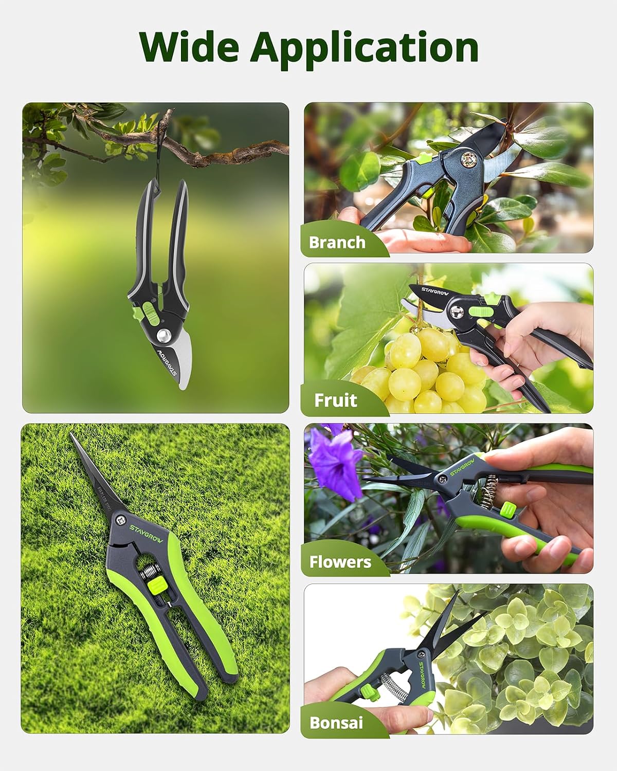 2pcs 6.5" Pruning Shears for Gardening Ultra Sharp Garden Scissors