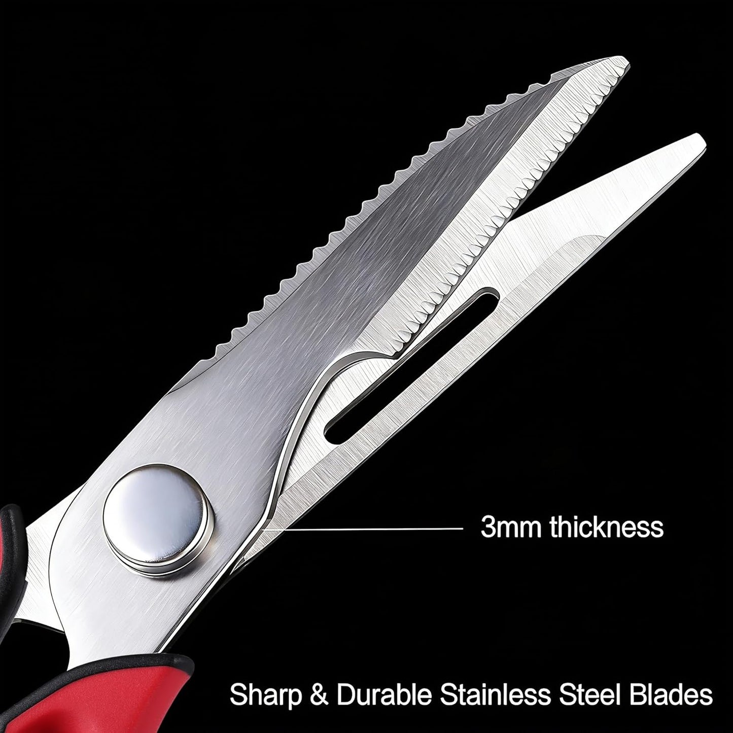 Kitchen Scissors for Food Heavy Duty, All Purpose Kitchen Shears that Come Apart Dishwasher Safe, Sharp Stainless Steel Cooking Scissors for Meat, Poultry, Fish (Grey)