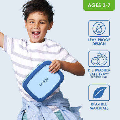 Bentgo Kids Bento-Style 5-Compartment Leak-Proof Lunch Box - Ideal Portion Sizes for Ages 3 to 7 - Durable, Drop-Proof, Dishwasher Safe, PFAS & BPA-Free & Made with Food-Safe Materials (Purple)