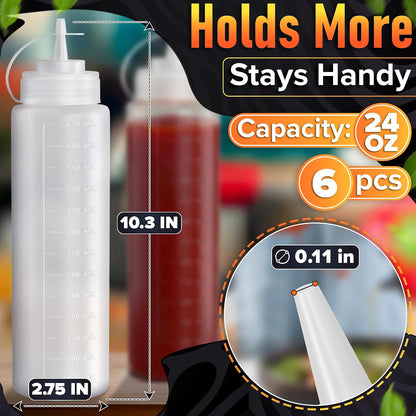 BURIUS Inverted Condiment Squeeze Bottles 16 oz for Sauces, Honey