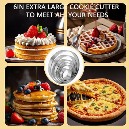 Round Cookie Cutters (2, 3, 3.5, 4, 5, 6 Inch) Biscuit Cutter Set