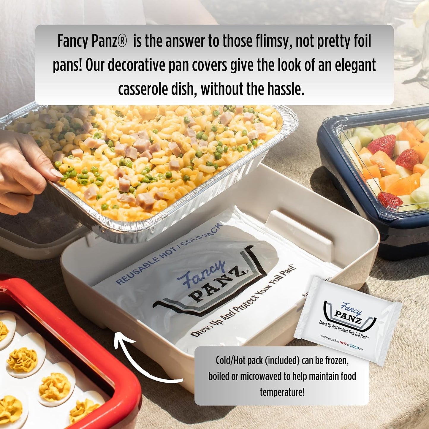 Fancy Panz Red Premium Aluminum Foil Pan Carrier with Secure Latch Lid - Reusable Casserole Carrier for Half Size Pans - Food Transport Holder for Potlucks, Parties, Tailgates & Entertaining