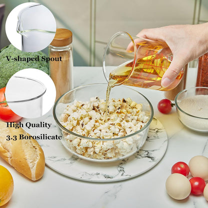 Ackers Mini Glass Measuring Beaker Set, Borosilicate, 2oz 4oz 8oz Measuring Cups