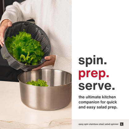Zyliss Swift Dry Salad Spinner - Fruit Cleaner & Lettuce Spinner with Push Pump - Non-Slip Bowl - Dishwasher Safe - Large