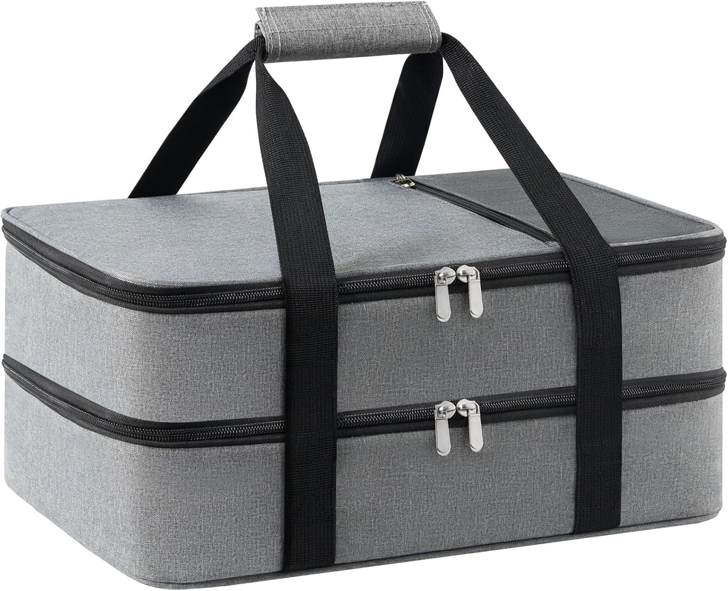 Insulated Casserole Carrier for Hot or Cold Food,Pie Carrier Bag Lunch Tote for Potluck Parties/Picnic/Cookouts, Fits 9"x13" Baking Dish,Grey