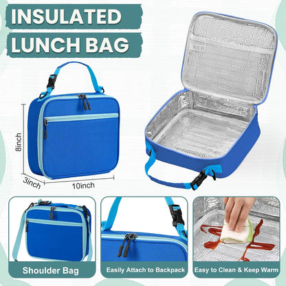 PIQUEBAR Bento Lunch Box for Kids with Thermo Ice Pack Lunch Food Container Insulated Bag, 18oz Plastic Sport Water Bottle for Kid Girls Boys