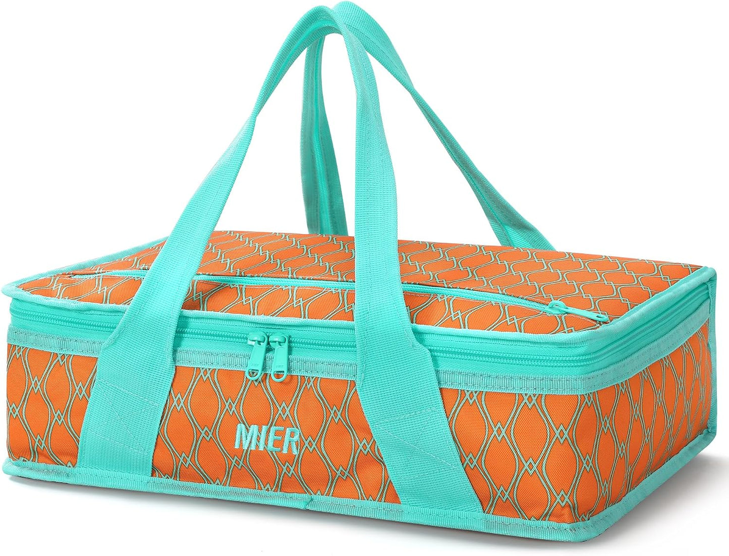 MIER Insulated Casserole Carrier for Hot or Cold Food Thermal Food Carrier Bag for Lasagna Potluck Parties Picnic Cookouts, Fits 9"x13" Baking Dish/Foil Pan, Red