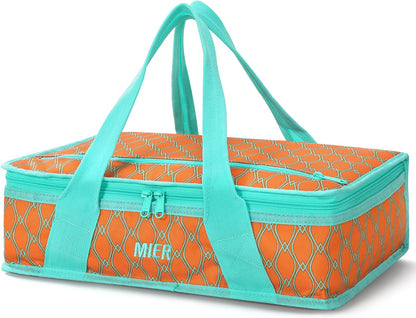 MIER Insulated Casserole Carrier for Hot or Cold Food Thermal Food Carrier Bag for Lasagna Potluck Parties Picnic Cookouts, Fits 9"x13" Baking Dish/Foil Pan, Red