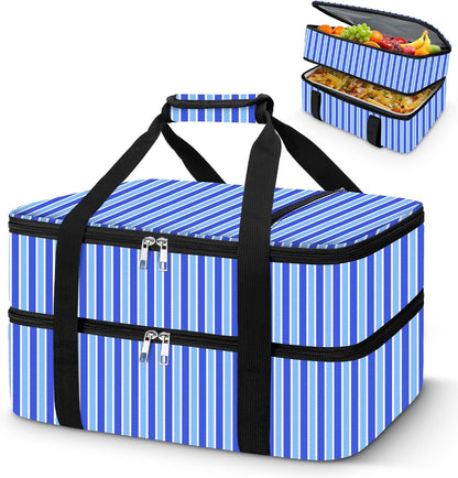 Coobiiya Insulated Casserole Carrier,Lasagna Lugger Tote Keeps Food Hot or Cold,Thermal Lunch Bag Warmer & Cooler Carrier Bag,Portable Tote Bag Fits 9" x 13" Baking Dish for Picnic and Cookout