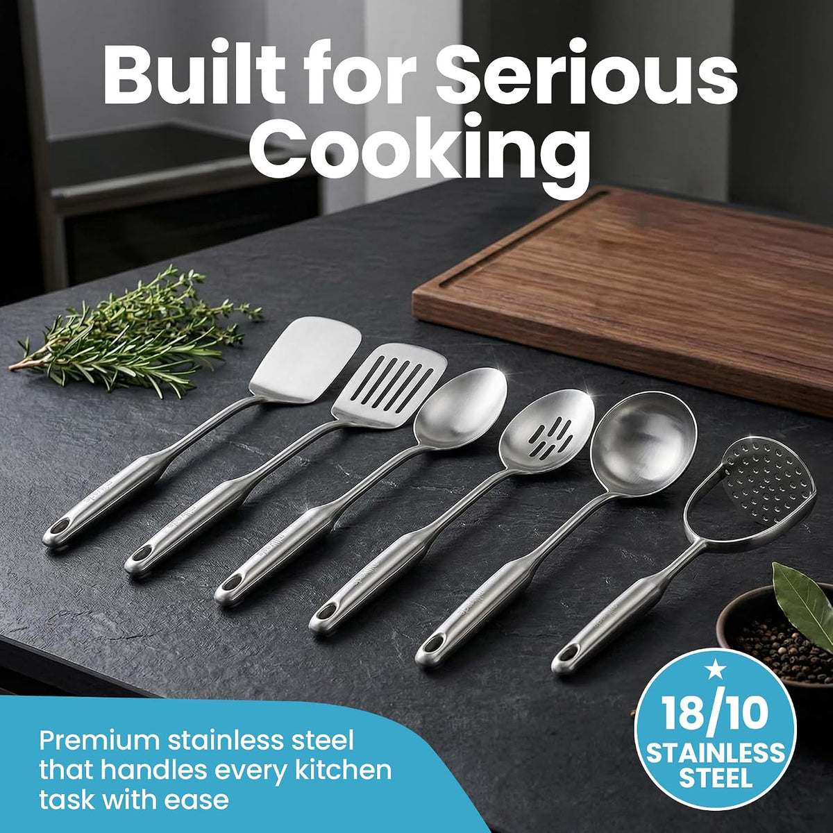 Millvado Slotted Spoon Stainless Steel, Straining & Serving - 15 In.Utensil