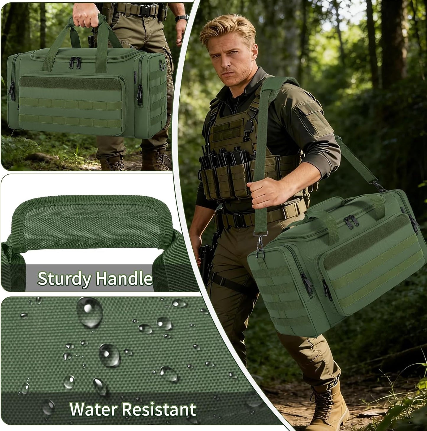 Tactical Pistol Range Bag, Gun Range Bag for Handguns, Shooting Duffle Range Pistol Bag with 6X Magazine Slots, Extra Pockets for Ammo and Essentials