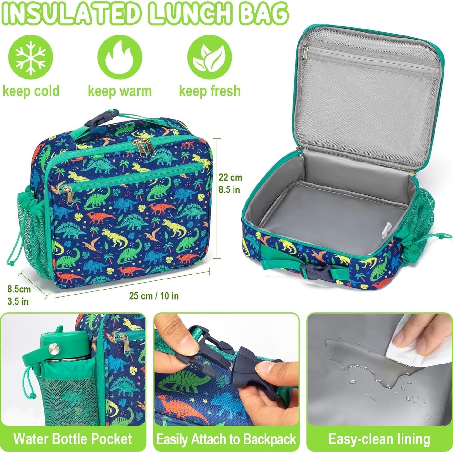 Fimibuke Bento Lunch Box for Kids with Food Jar, 3-Compartment 32OZ Snack Lunch Container, Lunch Bag, 12OZ Insulated Food Jar & Ice Pack Set for Age 3-12 School Daycare Toddler Teen Girls Boy, Fairies