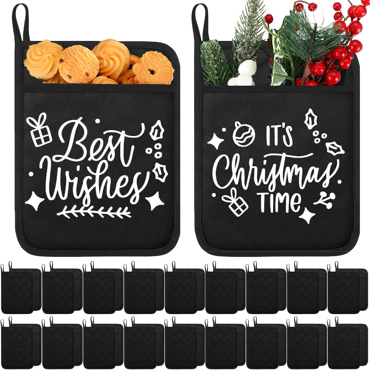 Hoolerry 7''x 9'' Sublimation Pot Holders with Pocket, Black