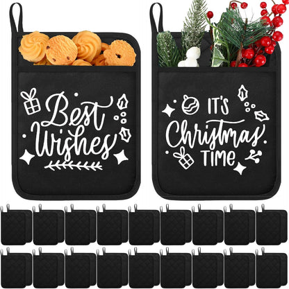 Hoolerry 7''x 9'' Sublimation Pot Holders with Pocket, Black