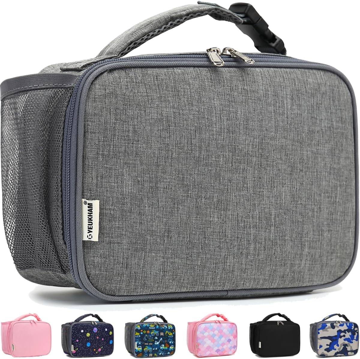 GYEUKHAM Insulated Lunch Box for School, Thermal Reusable Durable Freezable Lunch Bags for Kids Boys Girls Men Women - Small Soft Cooler Portable Lunch Tote Kit for Work Picnic Travel,Black