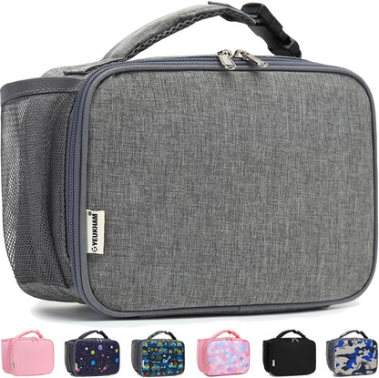 GYEUKHAM Insulated Lunch Box for School, Thermal Reusable Durable Freezable Lunch Bags for Kids Boys Girls Men Women - Small Soft Cooler Portable Lunch Tote Kit for Work Picnic Travel,Black