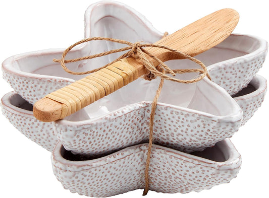 Mud Pie Starfish Dip Cup Set, White, 1 1/2" X 5 1/2"