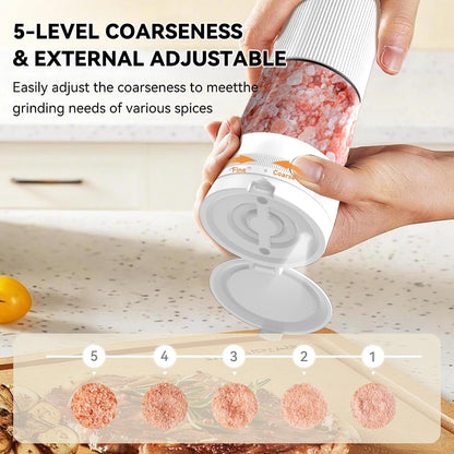Electric Salt and Pepper Grinder Set, 2 in 1 Dual Bins USB Rechargeable