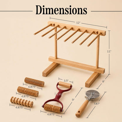 Pasta Drying Rack - Collapsible Spaghetti Holder with 8 Bars for Homemade Fresh Pasta - Wood Drying Rack for Spaghetti, Linguine, Fettucine, or Pappardelle - Kitchen Accessories by Classic Cuisine