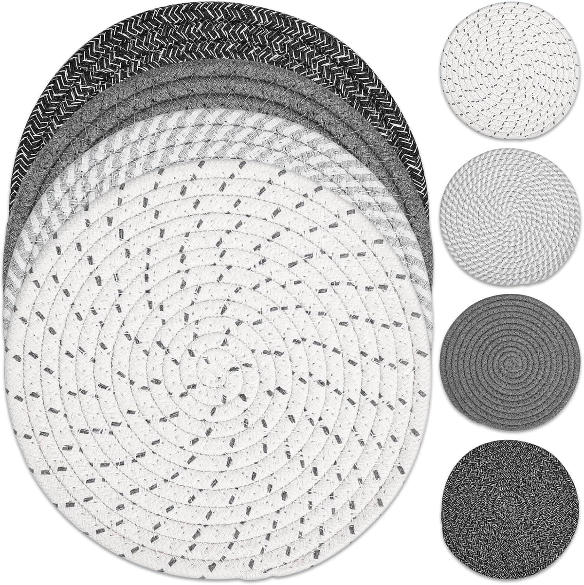 Tidponra Trivet Mats Set for Hot Dishes, 5 Heat Resistant Pot Holders Kitchen Counter, Table, Home Essentials, Anti Stain Hot Pads Plate Mats for Hot pots and Pans, 7 Inches