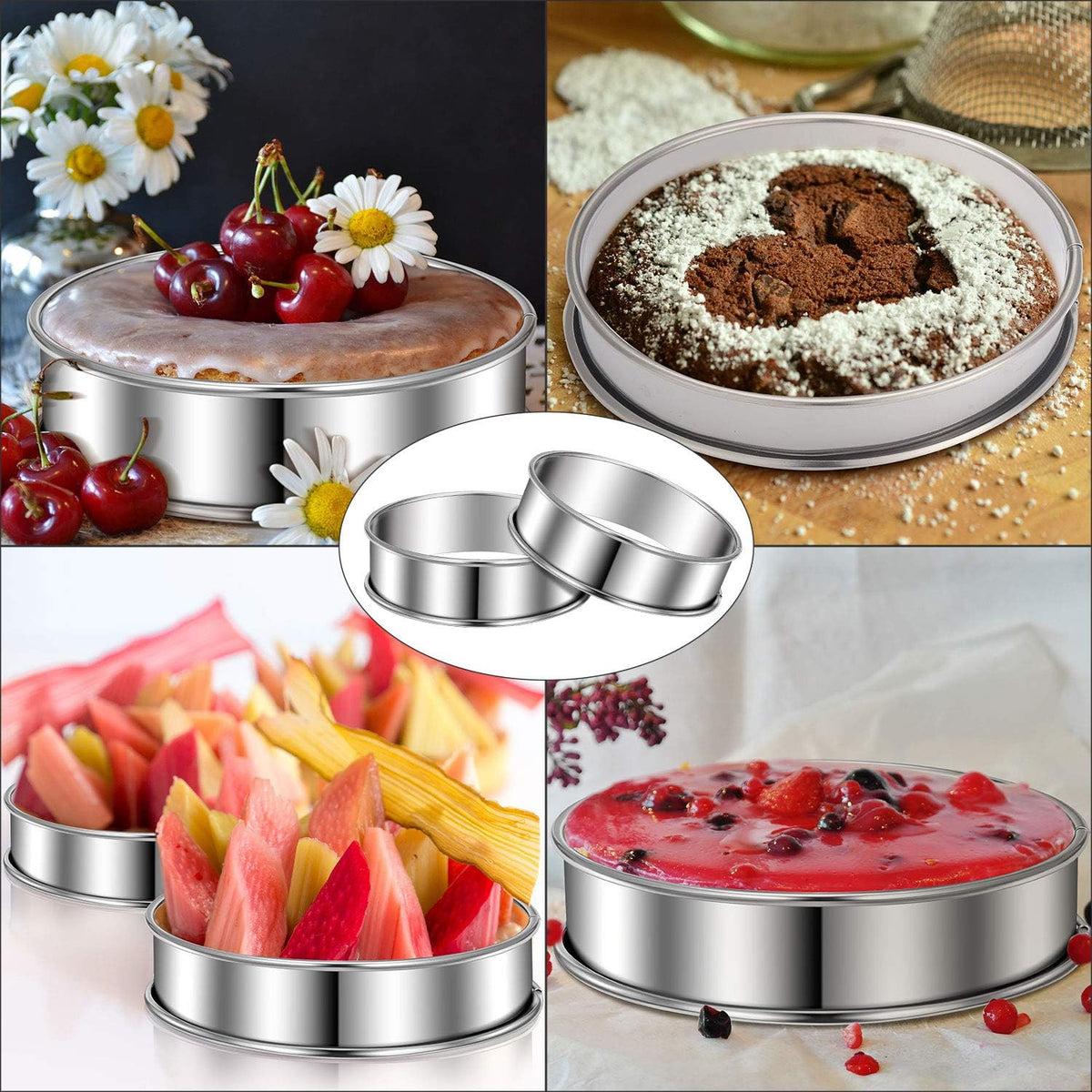 Boao 16 Pcs Cookie Rings for Baking English Muffin Ring Egg Mold, 3 Inch