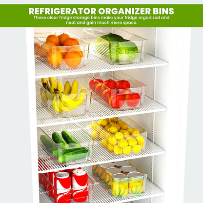 Utopia Home - Fridge & Refrigerator Organizer Bins (8 Pack), Clear Stackable Durable Plastic Storage Containers with Easy Grip Handles for Pantry, Kitchen Cabinets & Countertops (8)