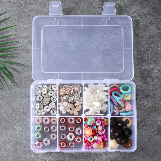 8 Grids Plastic Compartment Storage Box with Adjustable Divider Clear Plastic Organizer Box Divided Storage Containers Removable Grid Compartment Container for Jewelry Crafts Hardware Small Parts