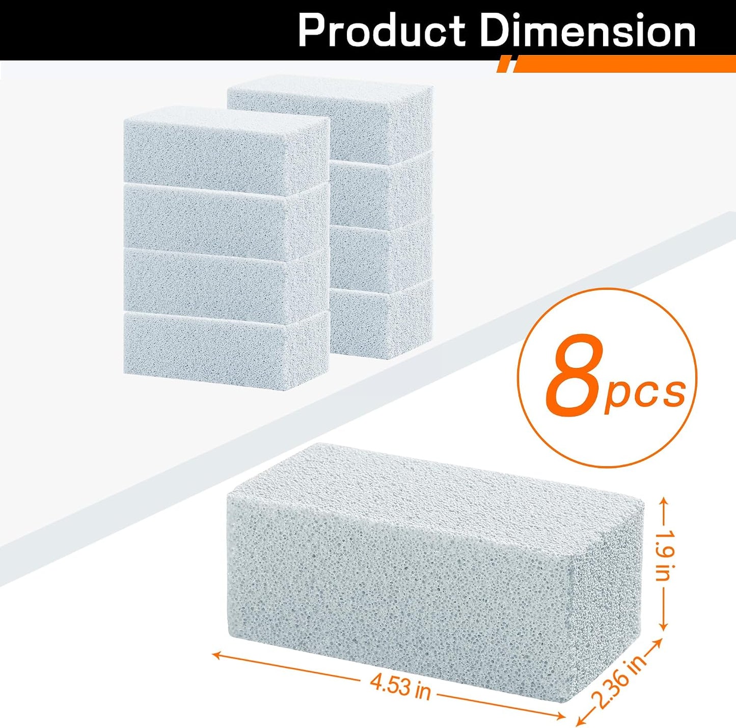 Heavy Duty Griddle Cleaning Brick with Handle, Grill Cleaner for Cleaning Flat top, Pumice Griddle Cleaning Stone Removing Stains for BBQ, Swimming Pool, Sink (5 Pack)