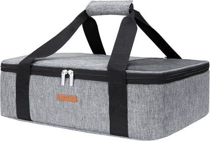 LUNCIA Insulated Single Decker Casserole Carrier, Lasagna Lugger Tote Keeps Food Hot or Cold, Thermal Lunch Bag for Potluck Parties, Picnic and Cookouts, Fits 9" x 13" Baking Dish, Black