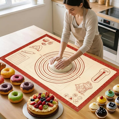Silicone Baking Pastry Dough Mat - 28x20Inch Extra Large Cookie Bread Rolling Mats Sheet, Nonstick Kitchen Counter Kneading Board, Thick Reusable Pie Cookies Pizza Fondant Making Matt with Measurement