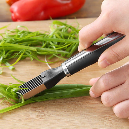 Shred Silk the Knife, 2PCS Upgrade Scallion Shredder, Green Onion Shredder Stainless Steel, Green Onion Slicer Vegetable Cutter for Kitchen Cutting Garlic Salad