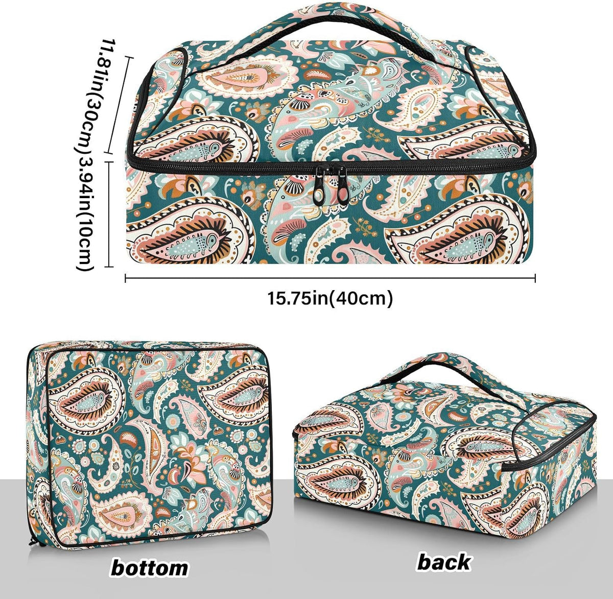Casserole Carrier Insulated Yellow Lemon Blue Bows Dish 9x13 with Lid Party Travel Warmer Bag for Hot or Cold Food Lasagna Pizza Holder Tote - Colors B