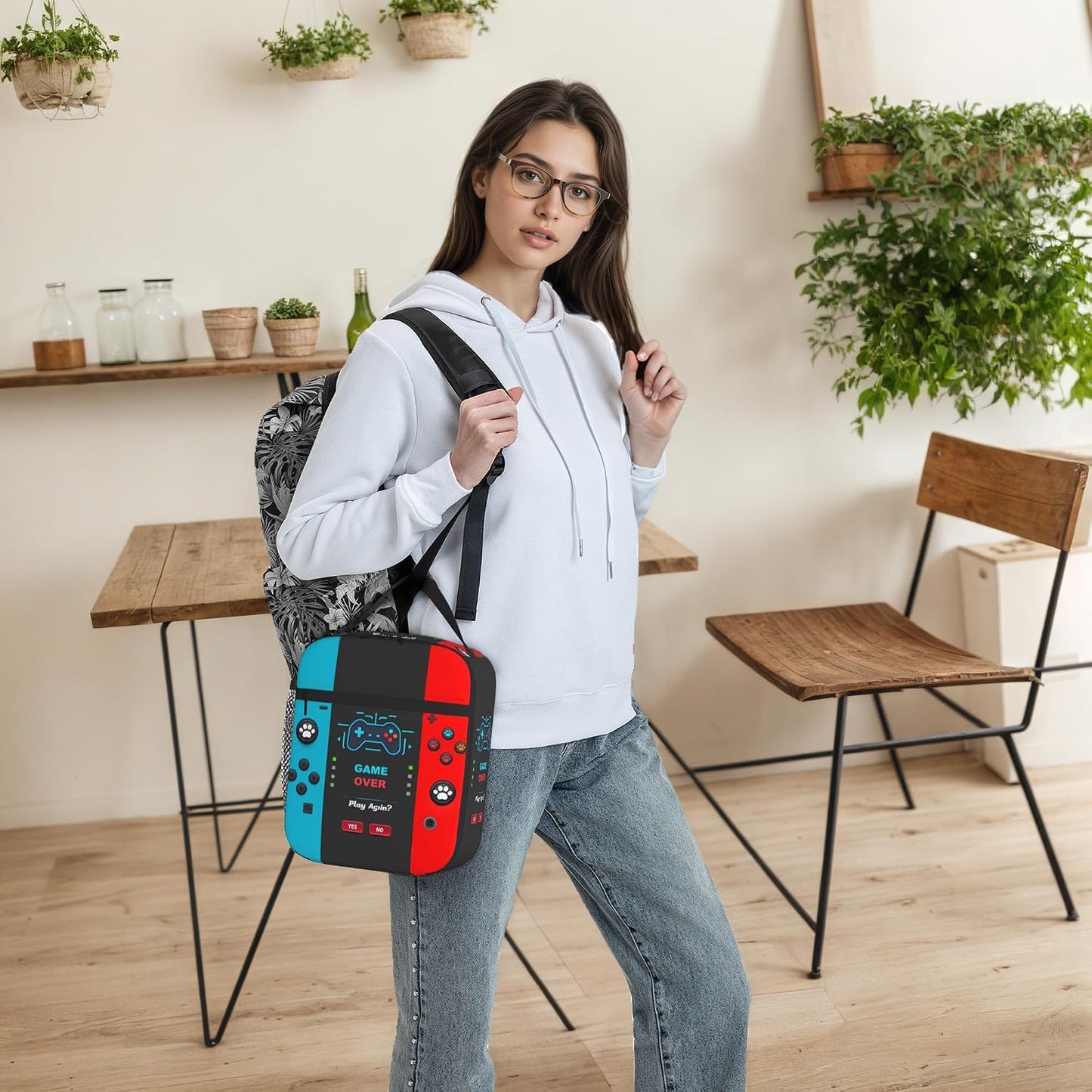 Dinosaur Volcano Insulated Lunch Bag for Women & Men, Reusable Leak-Proof Lunch Box with Cooler Compartment, Lunch Tote for Adults Work Travel Picnic Durable & Washable
