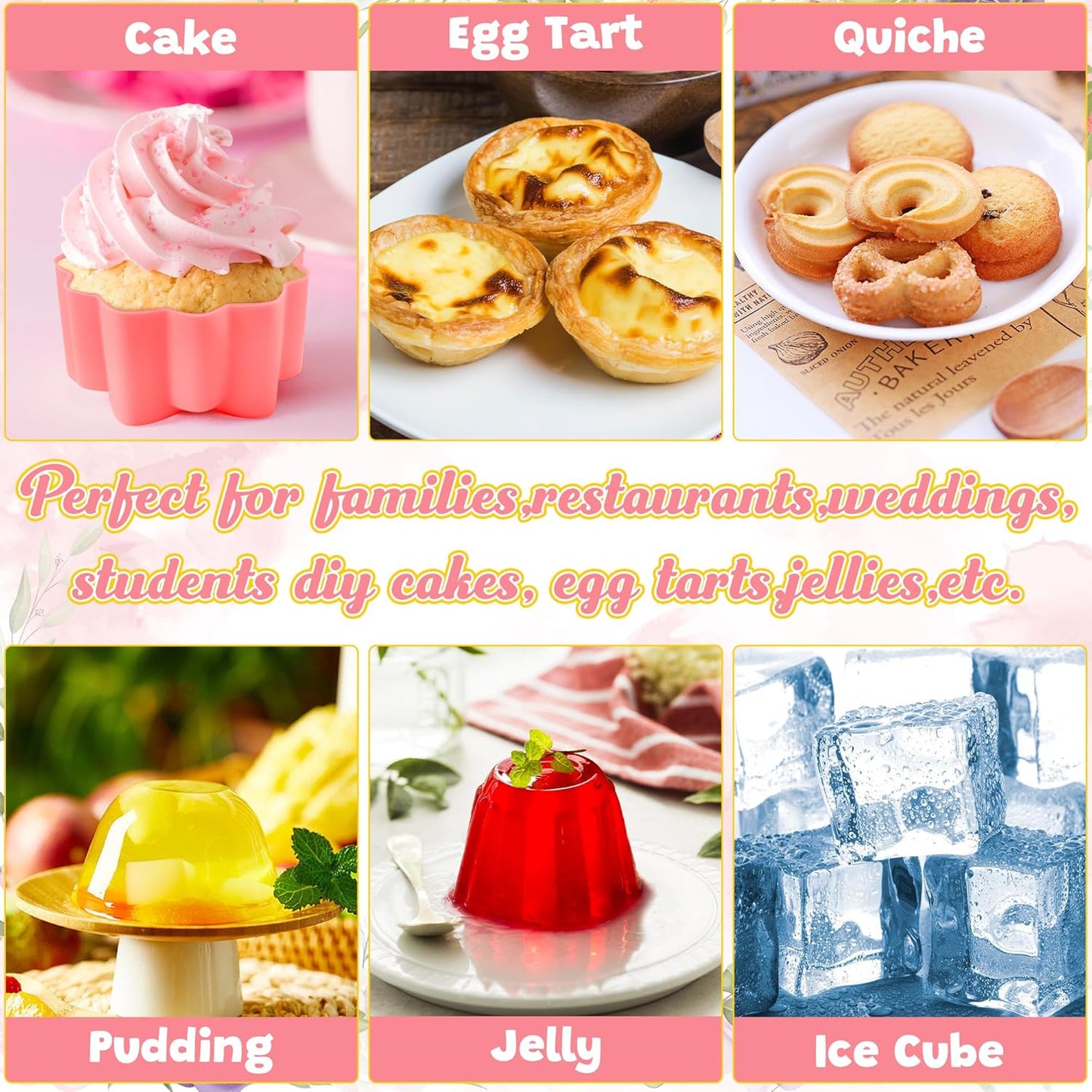R HORSE 42Pcs Silicone Molds Cupcake 2 Inch Mini Size Reusable Muffins Liners Washable Non-Stick Donut Wrapper Mold Flower Shapes Baking Cups for Pan Oven Microwave Dishwasher