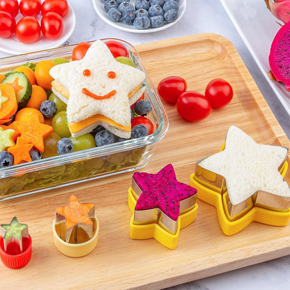 Sandwich Cutter for Kids 48 Pcs, Kimfead Cookie Cutters, Fruit Vegetable Cutter Shapes, Food Picks for Bento Box, Mouse Dinosaur Star Square Heart Shape