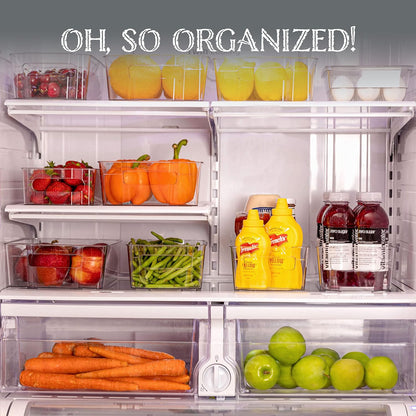 Oizeir 8 Pack Clear Plastic Storage Bins with Handles – Stackable Fridge Organizer Bins for Refrigerator, Freezer, Pantry, Kitchen Cabinet & Cupboard Organization, BPA-Free Acrylic, Transparent