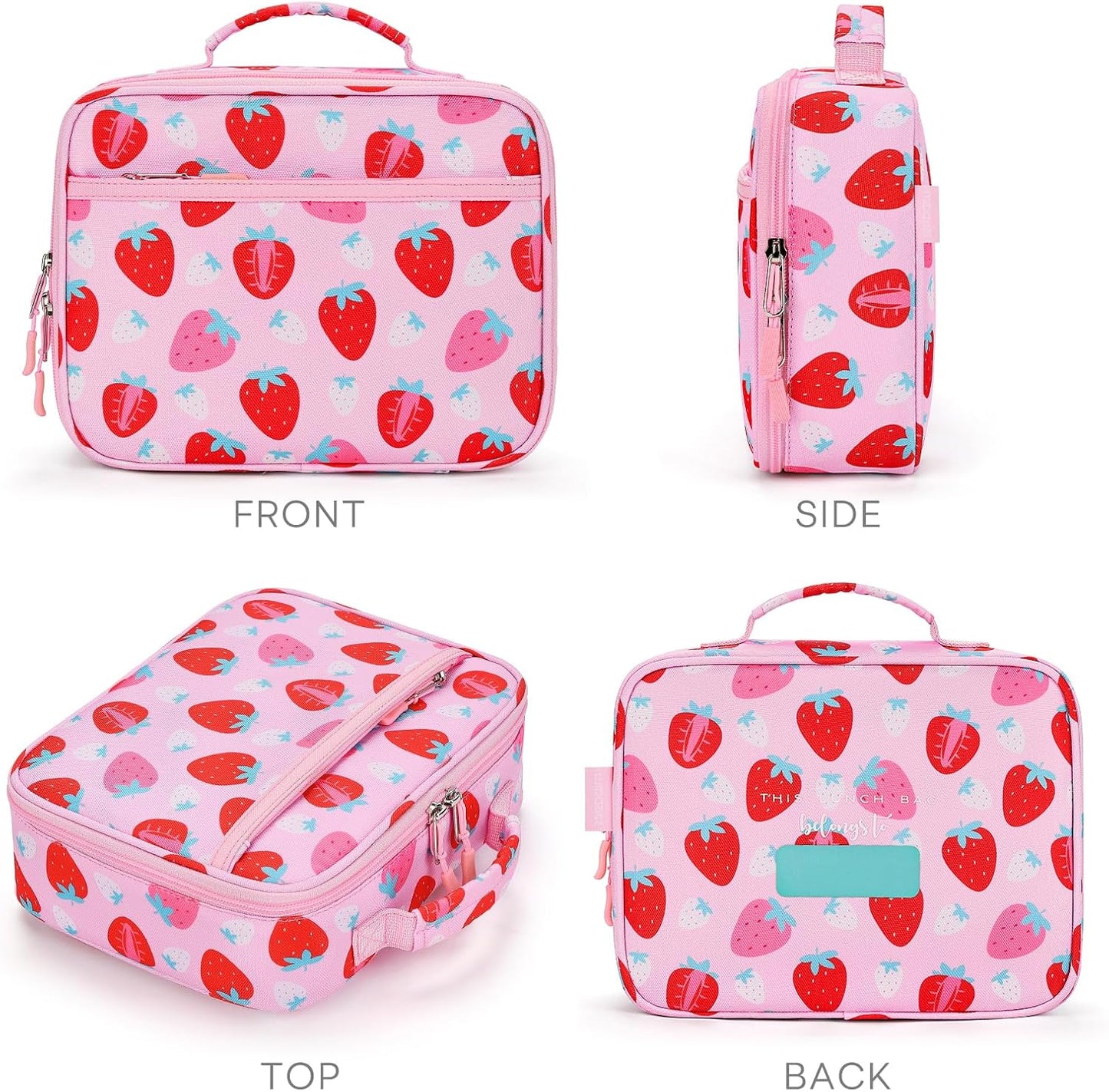 mibasies Kids Lunch Box for Girls Toddler, Insulated and Reusable Lunch Bag for School, Pink Rainbow