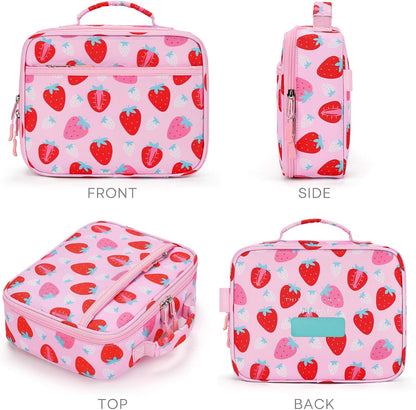 mibasies Kids Lunch Box for Girls Toddler, Insulated and Reusable Lunch Bag for School, Pink Rainbow
