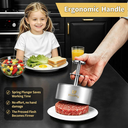 KickFry Hamburger Press Patty Maker - 4.5" Stainless Steel Patty Press Mold