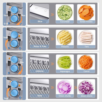 ONCE FOR ALL Upgrade Safe Mandoline Slicer Plus, Biger Size, Adjustable Vegetable Food Chopper Potato Fries Cutter, Detachable Blade, Kitchen Chopping Artifact, Gift (SkyBlue)