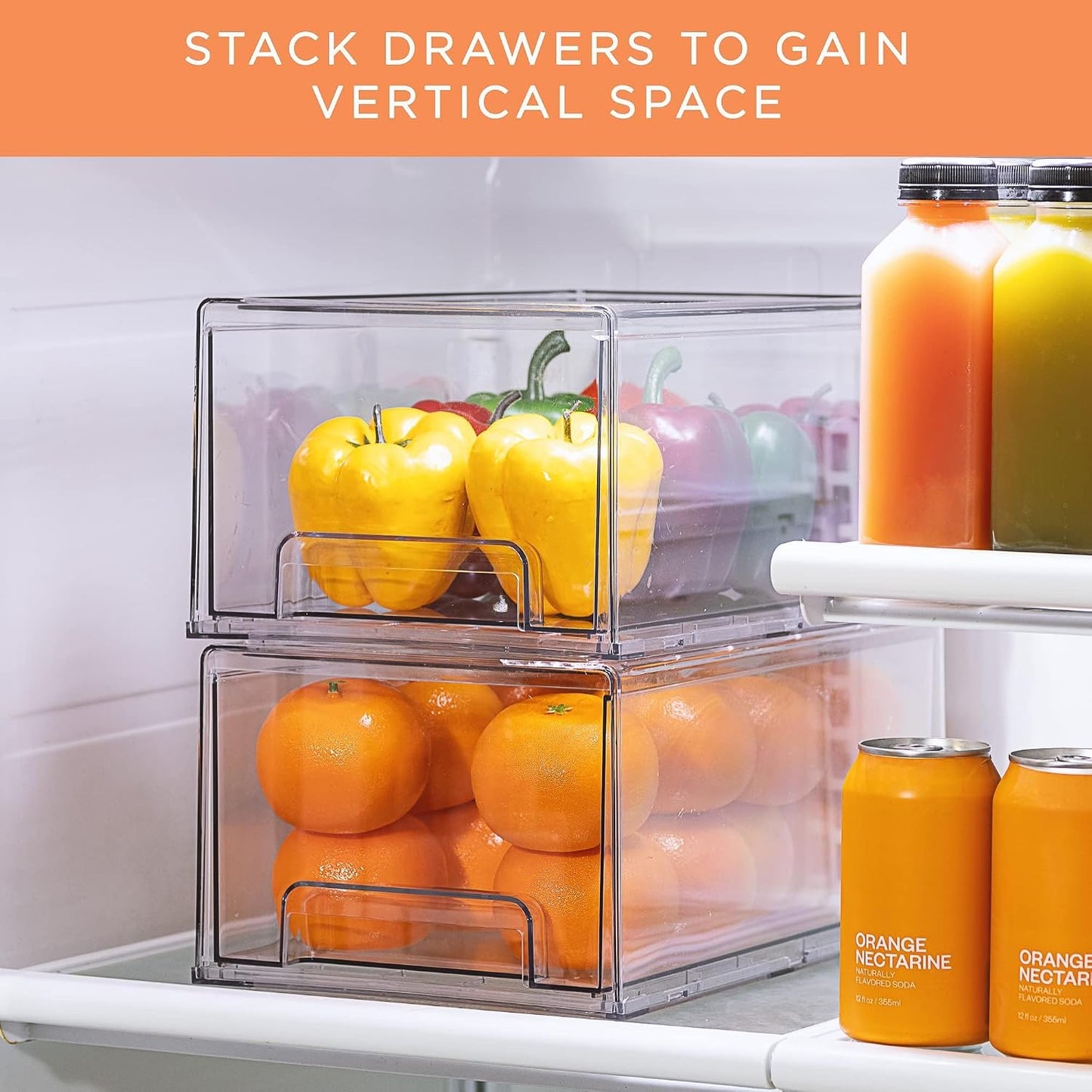 Sorbus Plastic Storage Bins Stackable Clear Pantry Organizer Box Bin for Organizing Kitchen Fridge, Food, Snack Pantry, Fruit, Vegetables, Bathroom, Wide & Narrow Deep (6 Pack)