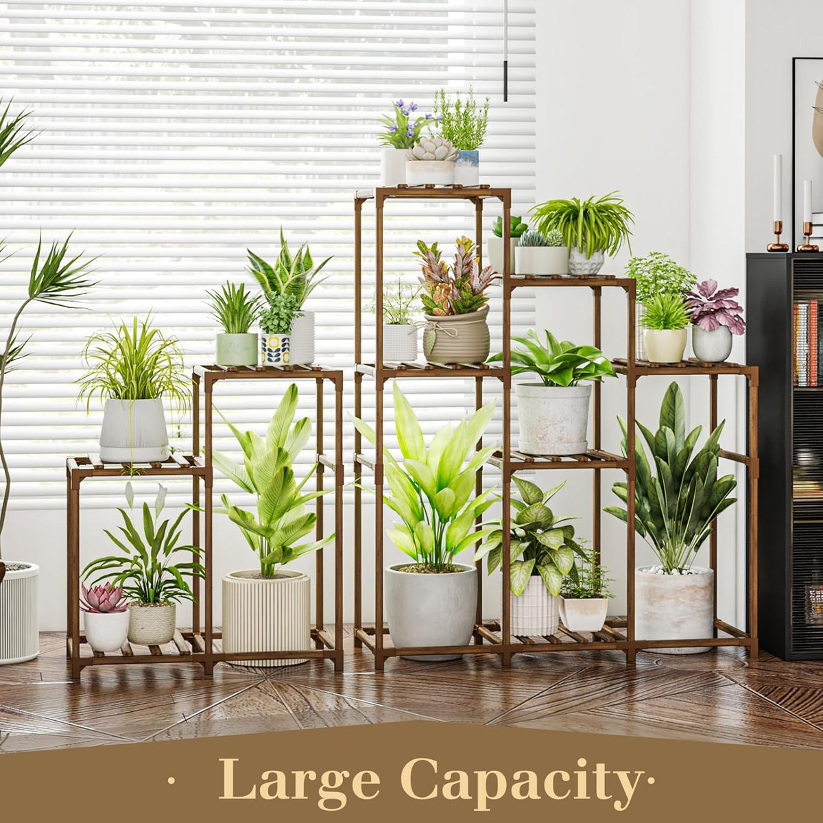 Bamworld Plant Stand Indoor Plant Shelf Outdoor Wood Plant Rack