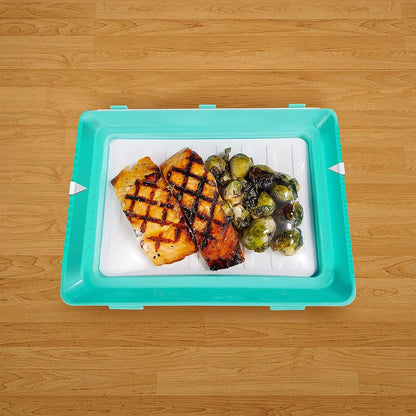 2022 Version 2 Pack - Stacking Food Storage Trays, Stretch Cover, Save Space and Keep Food Fresh, Reusable, Dishwasher & Freezer Safe, Durable, Meal-Prep, Food Storage Containers