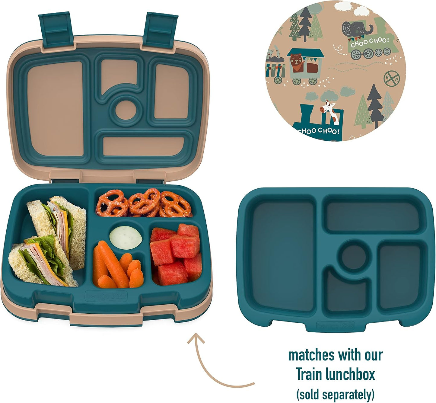 Bentgo® Kids Prints Tray with Transparent Cover - Reusable, BPA-Free, 5-Compartment Meal Prep Container with Built-In Portion Control for Healthy Meals At Home & On the Go (Mermaids in the Sea)